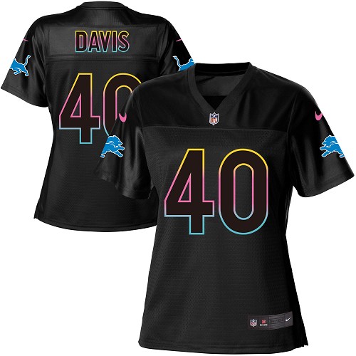 Nike Lions #40 Jarrad Davis Black Women's NFL Fashion Game Jersey